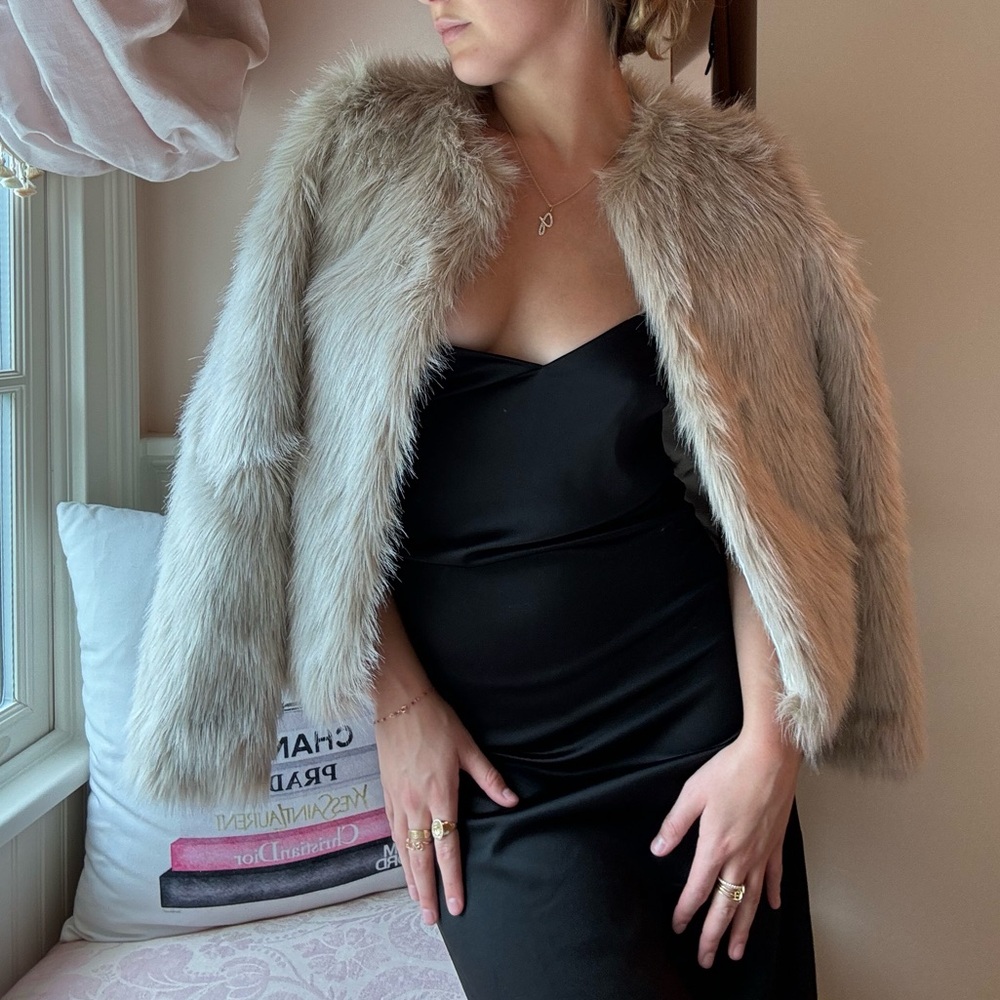 H&M Plush Teddy Jacket in Beige